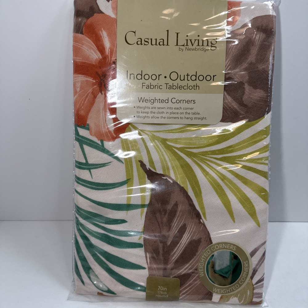 70 in Round NEW Casual Living by Newbridge Indoor Outdoor Fabric Flowers & Leave